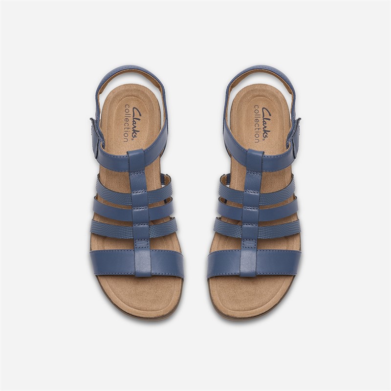 Clarks Damen Kacha Step Sandalen Denim Blue Leather