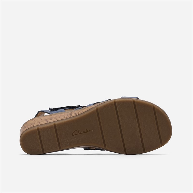 Clarks Damen Kacha Step Sandalen Denim Blue Leather
