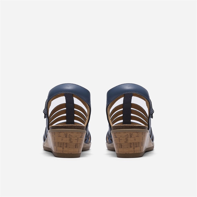 Clarks Damen Kacha Step Sandalen Denim Blue Leather