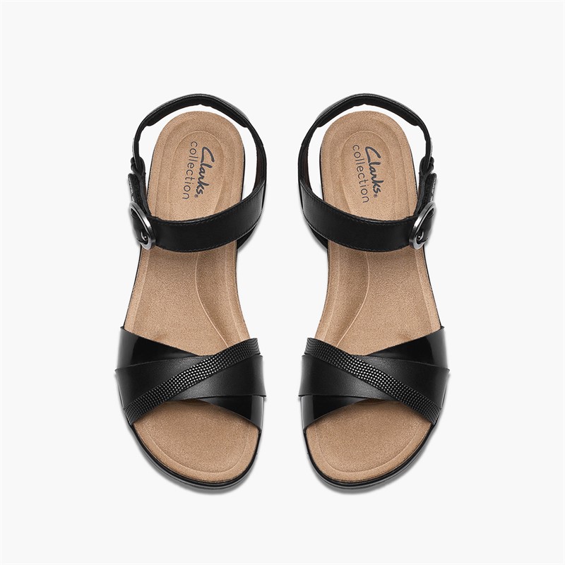 Clarks Damen Kacha Twist Sandalen Black Leather