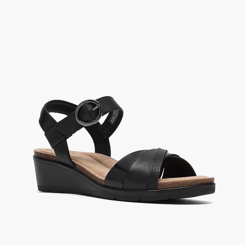 Clarks Damen Kacha Twist Sandalen Black Leather