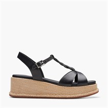 Clarks Damen Calenne Lily Keil Sandalen Black Leather