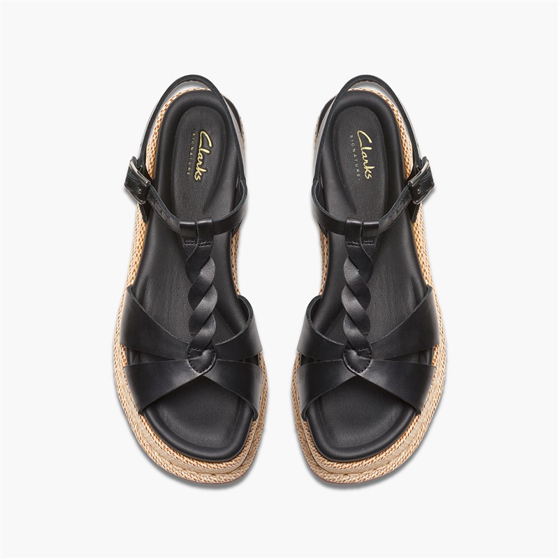 Clarks Damen Calenne Lily Keil Sandalen Black Leather