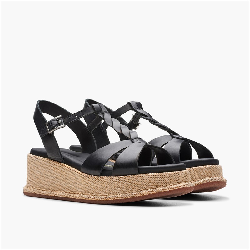 Clarks Damen Calenne Lily Keil Sandalen Black Leather