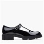 Clarks Womens Teala T-Bar Shoes Black Patent