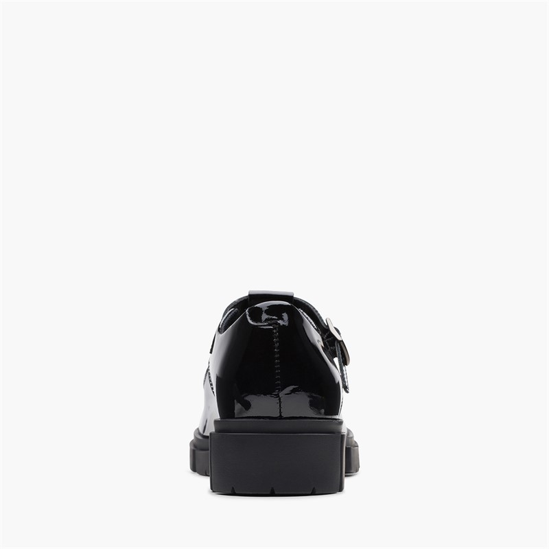 Clarks Womens Teala T-Bar Shoes Black Patent