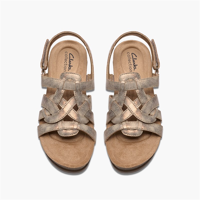 Clarks Damen Calenne Gracie Keilabsatz Sandalen Bronze Metallic