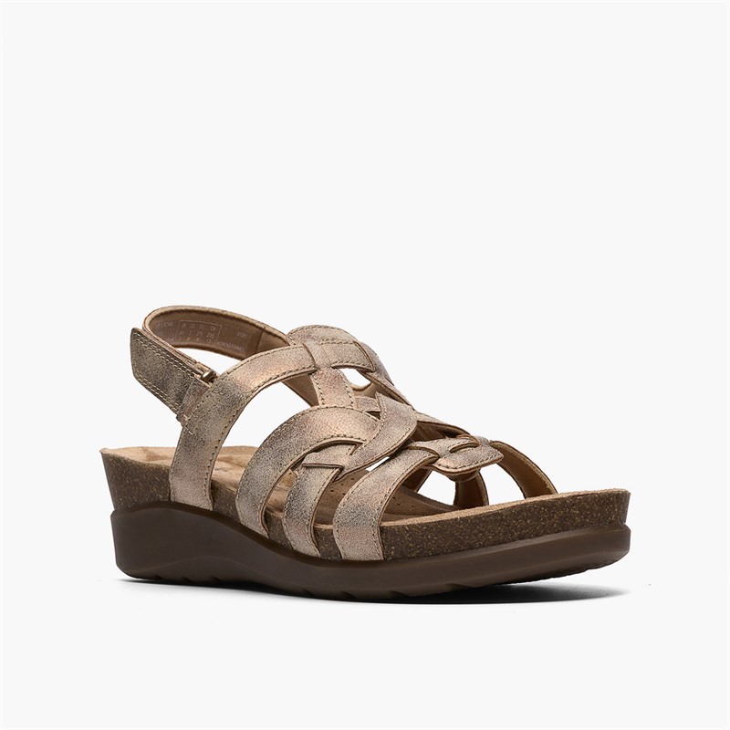 Clarks Damen Calenne Gracie Keilabsatz Sandalen Bronze Metallic