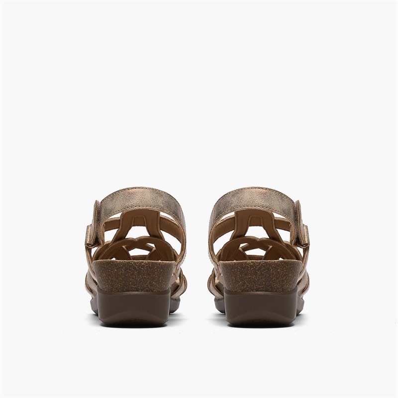 Clarks Damen Calenne Gracie Keilabsatz Sandalen Bronze Metallic