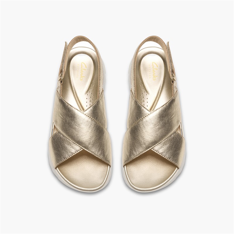 Clarks Damen Dashlite Wish Knöchel Riemen Sandalen Gold Leather