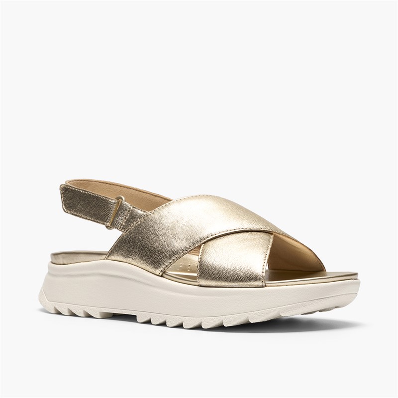 Clarks Damen Dashlite Wish Knöchel Riemen Sandalen Gold Leather