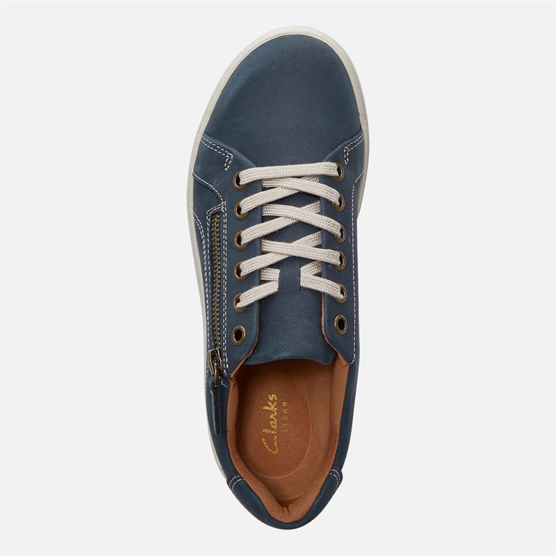 Clarks Damen Nalle Weite Passform Turnschuhe Navy Nubuck