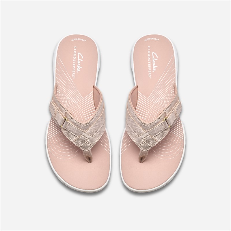 Clarks Damen Brinkley Sea Flip Flops Dusty Rose Metallic