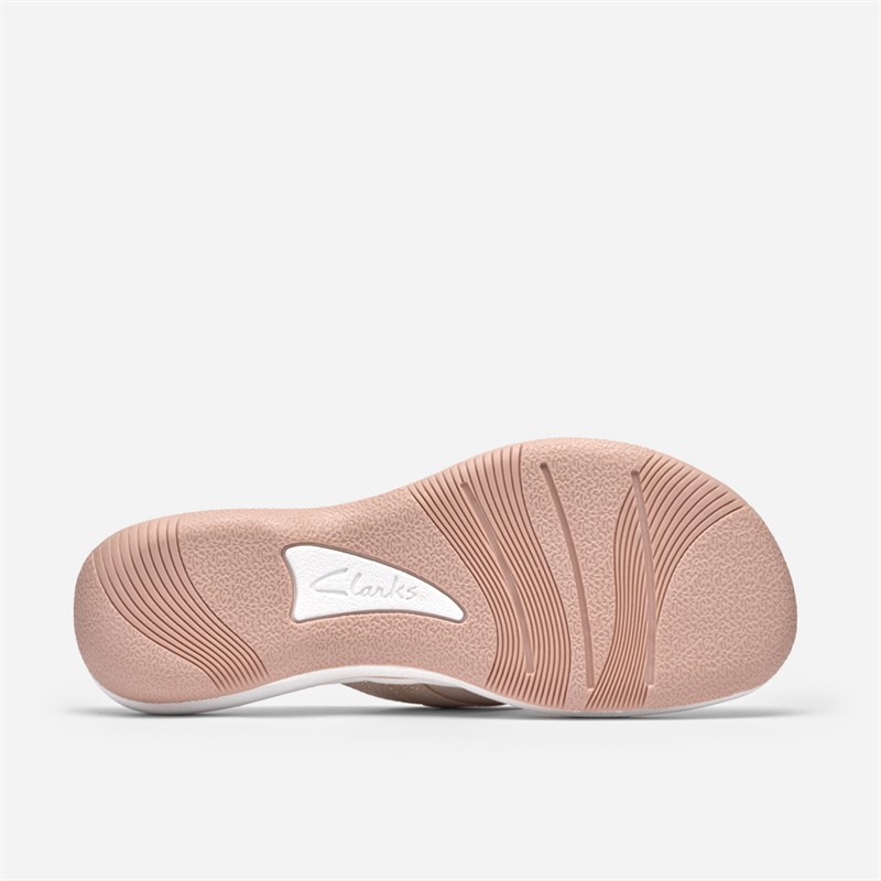Clarks Damen Brinkley Sea Flip Flops Dusty Rose Metallic