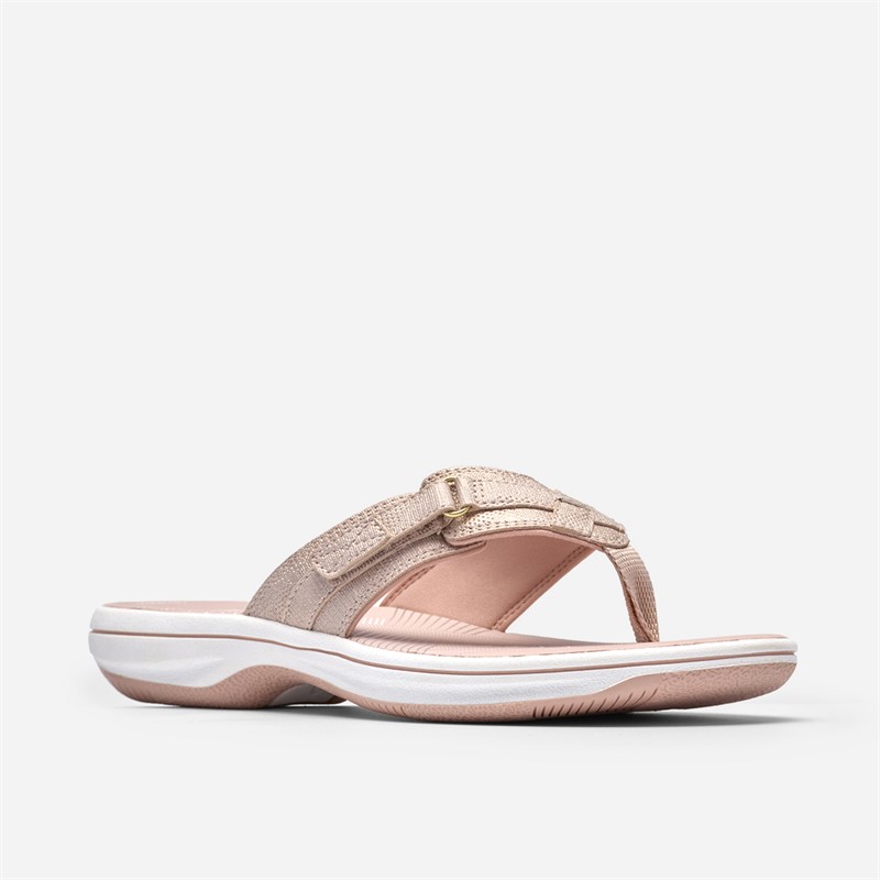 Clarks Damen Brinkley Sea Flip Flops Dusty Rose Metallic
