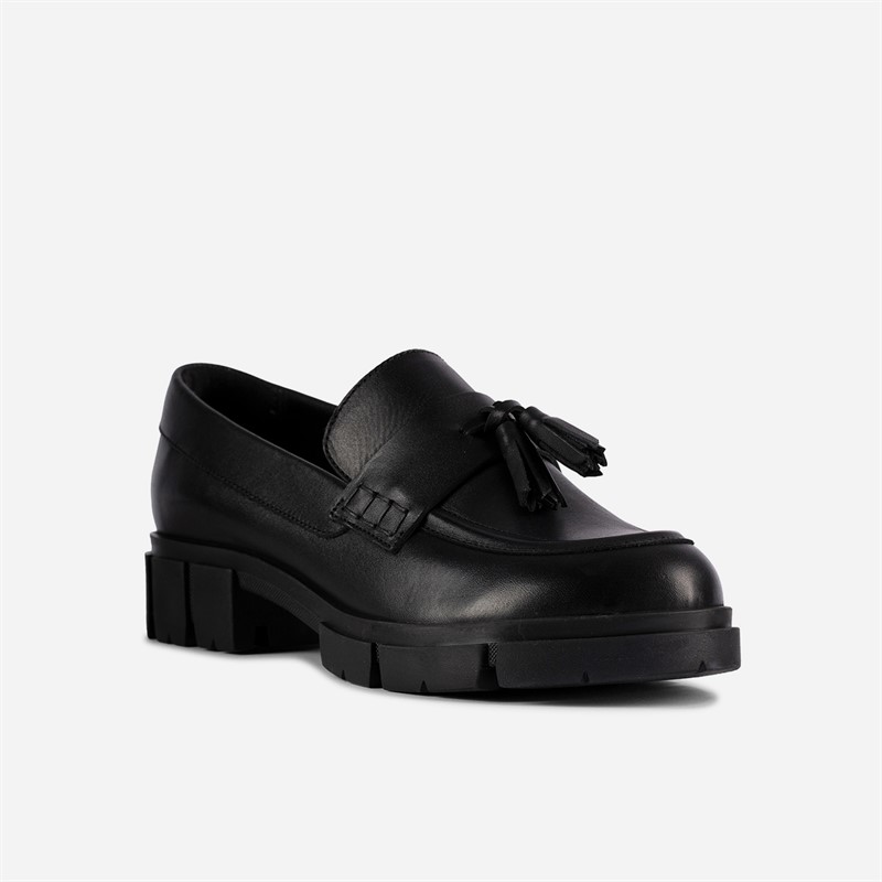 Clarks Womens Teala Loafers Black Leather