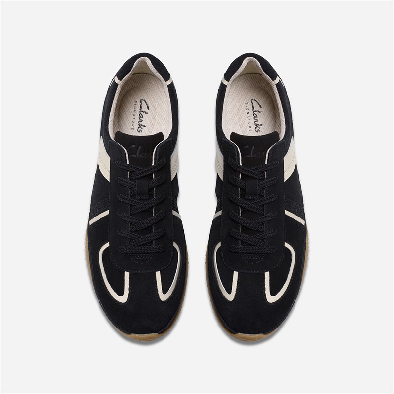 Clarks Womens Meridor Low Profile Trainers Black Combi Sde
