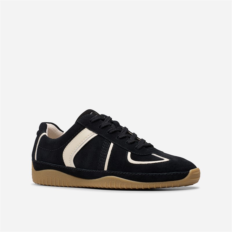 Clarks Womens Meridor Low Profile Trainers Black Combi Sde