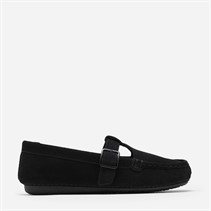 Clarks Damen T Bar Loafer mit Sommersprossen Black Suede