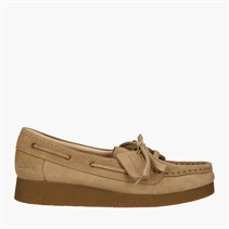 Clarks Damen Premium Wallabee Evo Sea D Schuhe Dark Sand Suede