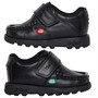 Kickers Infant Boys Fragma Single Strap Leather School Shoes Black