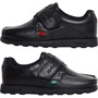 Kickers Junior Boys Fragma Single Strap Leather School Shoes Black