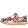 Kickers Girls Kick T Leopard Leather Shoes Brown