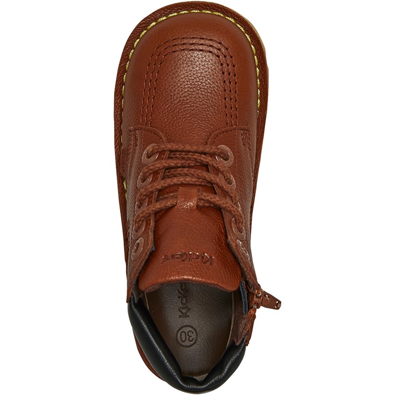 Kickers Boys Kick Hi Roll Leather Boots Tan