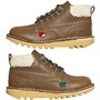 Kickers Boys Kick Hi Winter Leather Boots Khaki