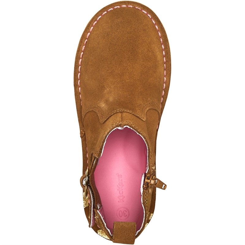 Bottes Fille Kickers Groofit - En Cuir, Tige Cheville, Fermeture Zip, Style Ville Confortable