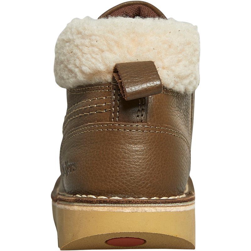 Kickers Boys Kick Hi Winter Leather Boots Khaki