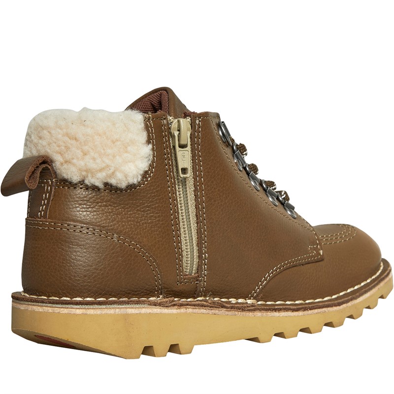 Kickers Boys Kick Hi Winter Leather Boots Khaki