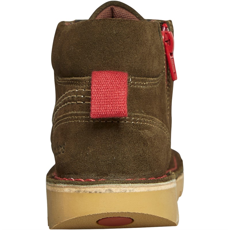 Kickers Boys Kick Hi Winter Suede Boots Olive