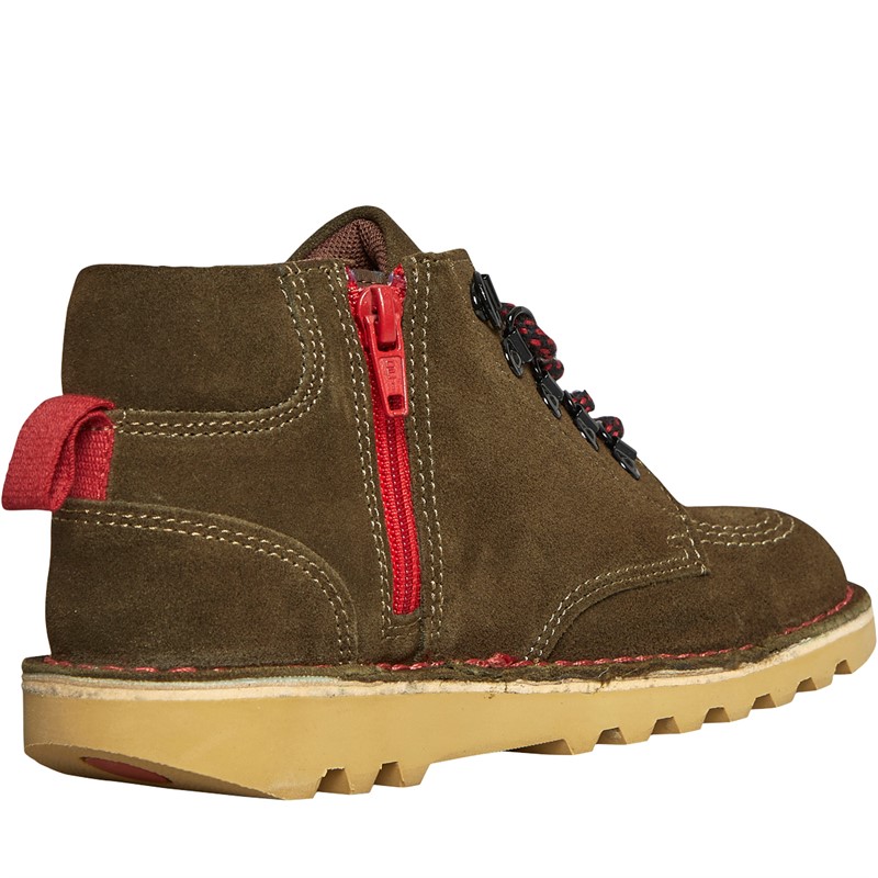 Kickers Boys Kick Hi Winter Suede Boots Olive