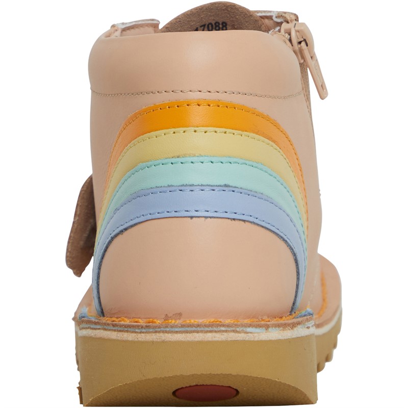 Kickers Girls Kick Hi Rainbow Boots Beige