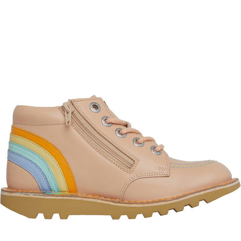 Kickers Girls Kick Hi Rainbow Boots Beige