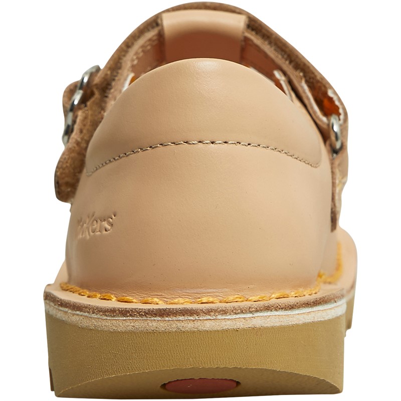 Kickers Infant Girls T Bar Flower Shoes Beige
