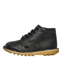 Kickers Girls Kick Hi Glitter Textile Boots Black