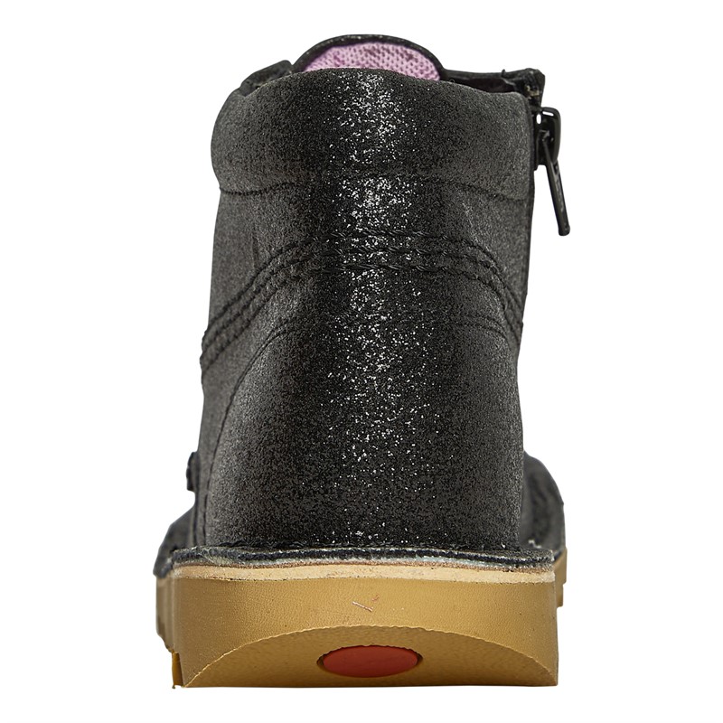 Kickers Girls Kick Hi Glitter Textile Boots Black