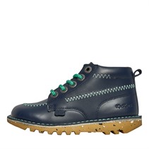 Kickers Boys Kick Hi Zigzag Leather Boots Navy