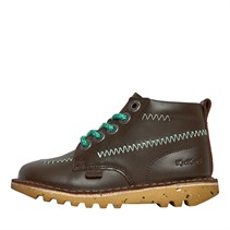 Kickers Boys Kick Hi Zigzag Leather Boots Brown