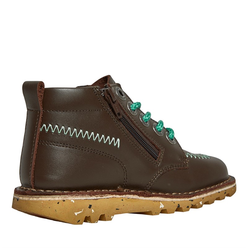 Kickers Boys Kick Hi Zigzag Leather Boots Brown