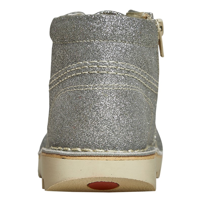 Kickers Girls Kick Hi Glitter Cosmic Boots Silver