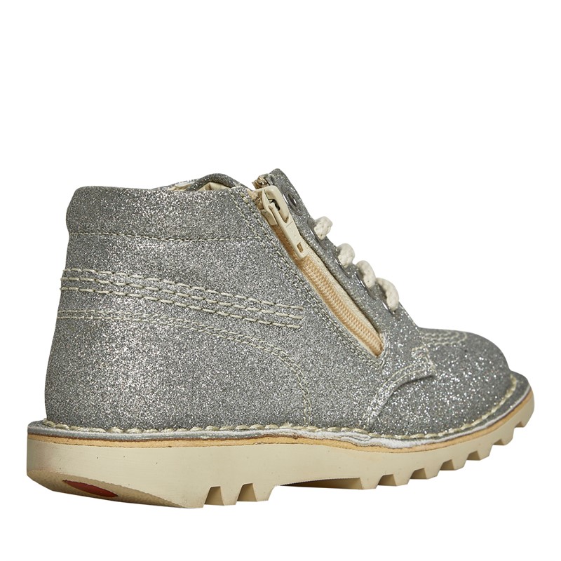 Kickers Girls Kick Hi Glitter Cosmic Boots Silver