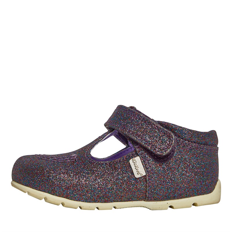 Kickers Infant Girls Kick T Glitter Textile Booties Purple