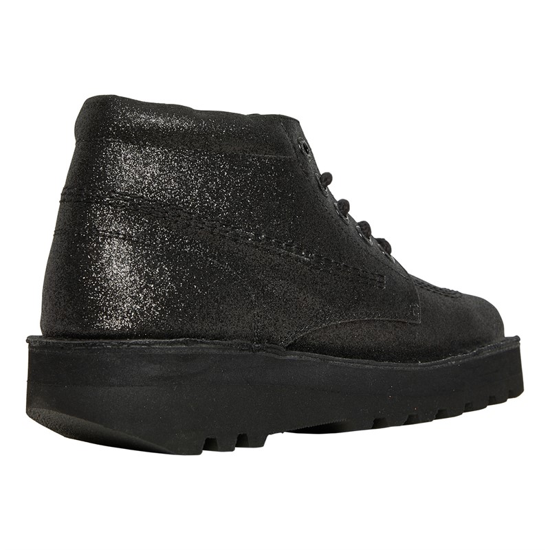 Kickers Womens Kick Hi Stack Platform Boots Black Glitter