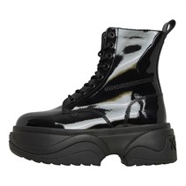 Kickers Womens Kade Chunky Patent Leather Boots Black/Black