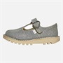 Kickers Girls Kick T Bar Cosmic Shoes Silver Glitter
