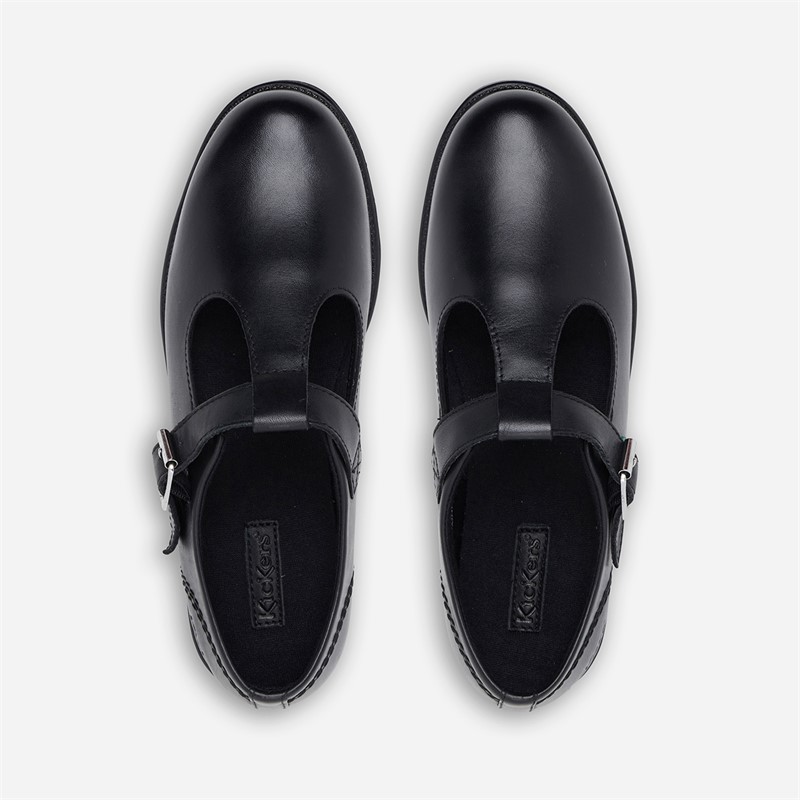Kickers Junior Girls Lach T-Bar Shoes Black