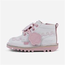 Kickers Girls Kick Wave Leather Boots White